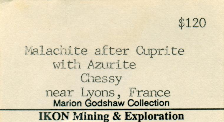 MALACHITE after CUPRITE on AZURITE