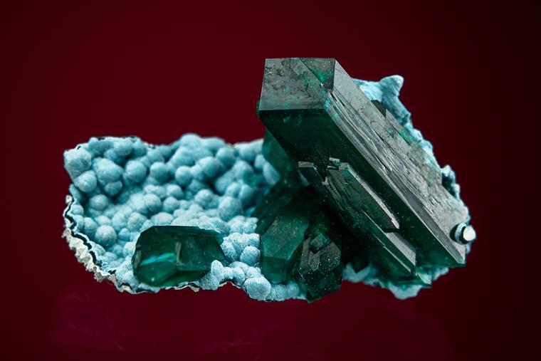 DIOPTASE on PLANCHEITE