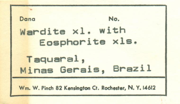 WARDITE on EOSPHORITE and ROSCHERITE