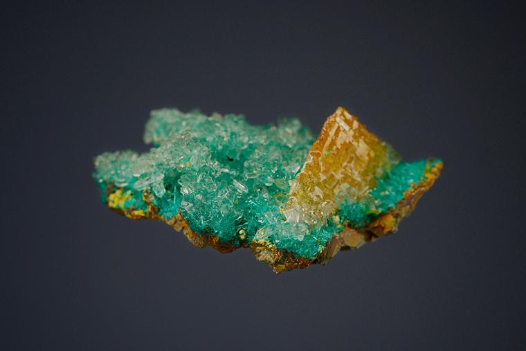 WULFENITE with QUARTZ on DIOPTASE