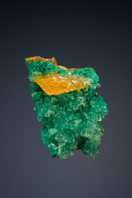 WULFENITE with QUARTZ on DIOPTASE