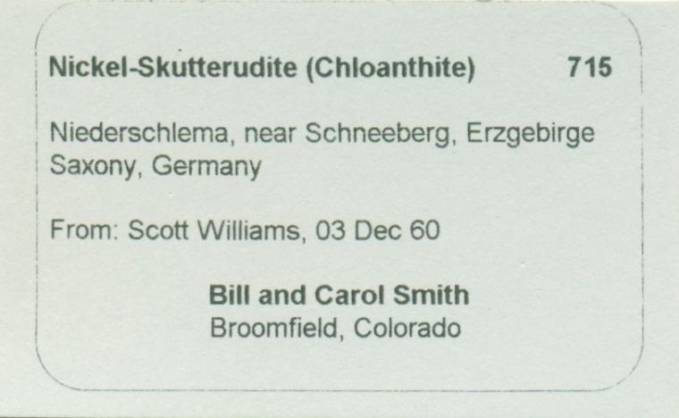 NICKELSKUTTERUDITE var. Chloanthite