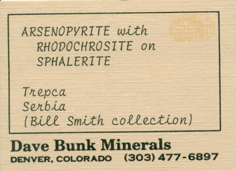 ARSENOPYRITE on RHODOCHROSITE