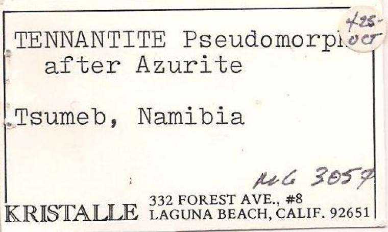 TENNANTITE after CHALCOCITE