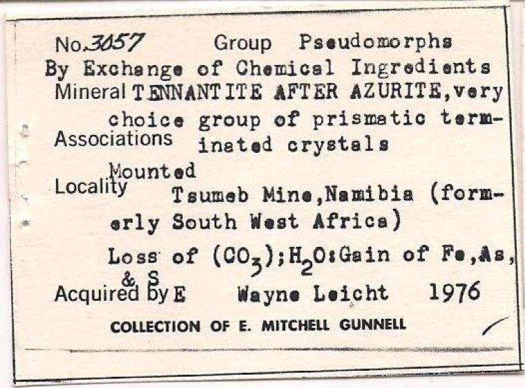 TENNANTITE after CHALCOCITE