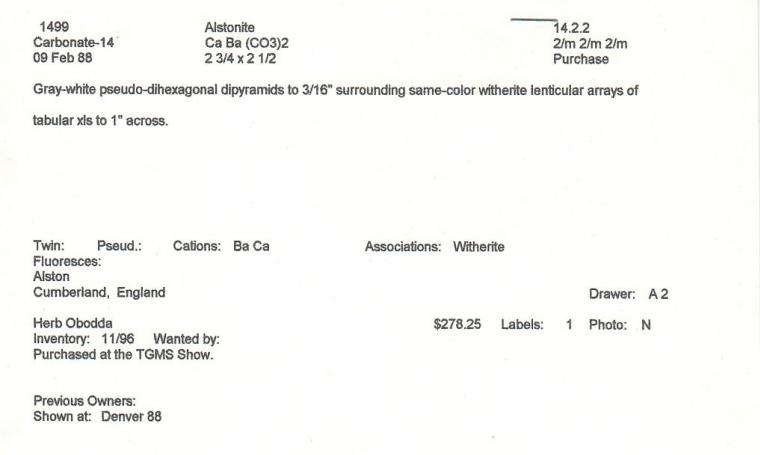 WITHERITE on ALSTONITE