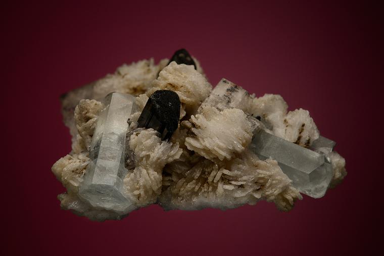 APATITE with BERYL and SCHORL on ALBITE var. Cleavelandite