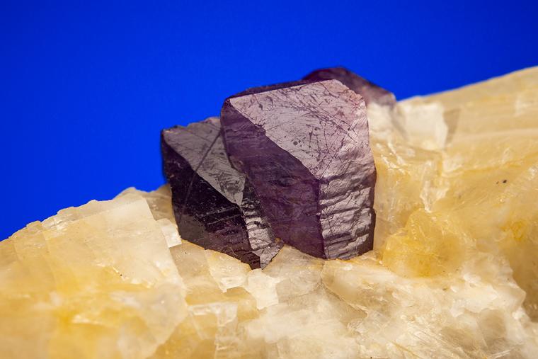 CORUNDUM var. Sapphire in CALCITE