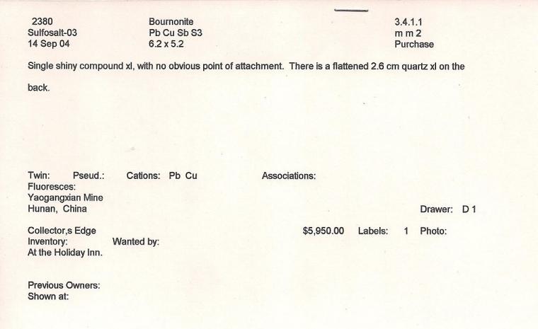 BOURNONITE with QUARTZ