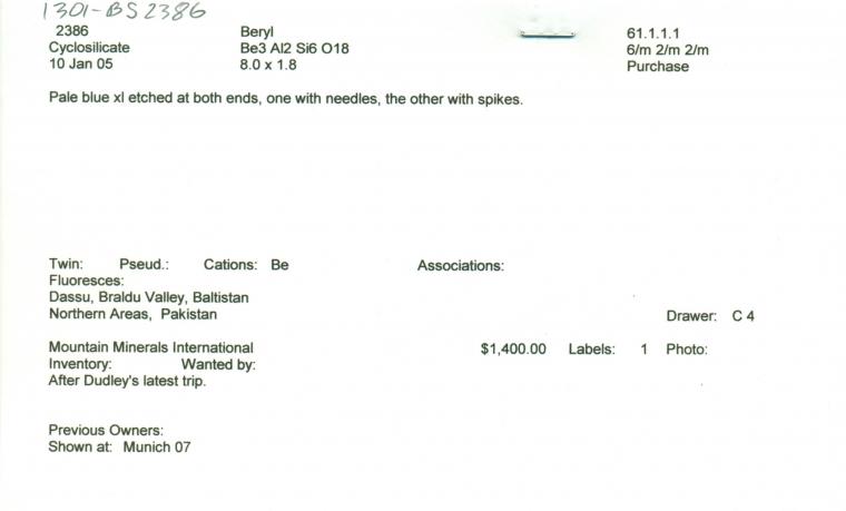 BERYL var. Aquamarine