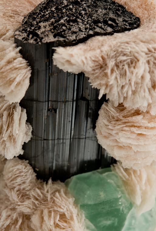 SCHORL with FLUORITE and ALBITE var. Cleavelandite