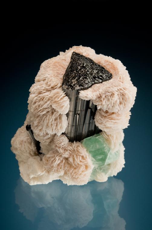 SCHORL with FLUORITE and ALBITE var. Cleavelandite