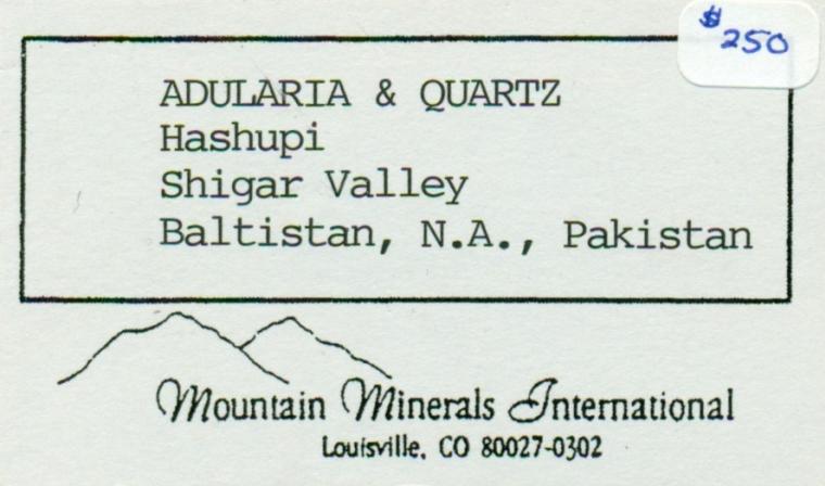 ORTHOCLASE var. Adularia on QUARTZ