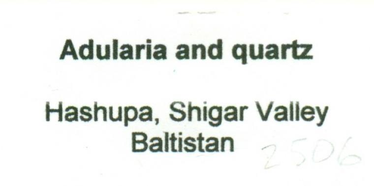 ORTHOCLASE var. Adularia on QUARTZ