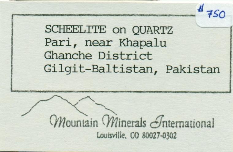 SCHEELITE on QUARTZ