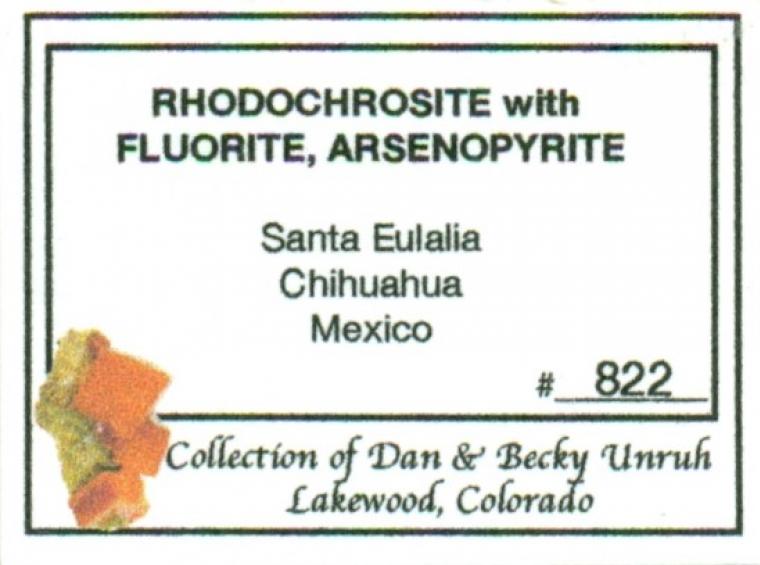 RHODOCHROSITE with FLUORITE and ARSENOPYRITE