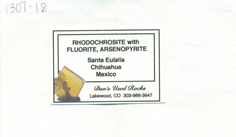 RHODOCHROSITE with FLUORITE and ARSENOPYRITE