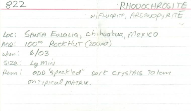 RHODOCHROSITE with FLUORITE and ARSENOPYRITE