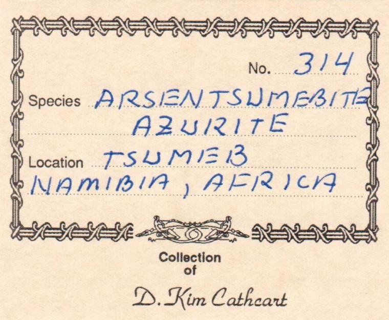 AZURITE on ARSENTSUMEBITE (type locality)