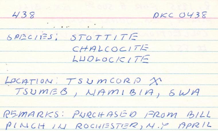 STOTTITE (type locality) with CHALCOCITE and LUDLOCKITE (type locality)