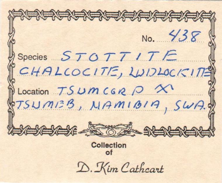 STOTTITE (type locality) with CHALCOCITE and LUDLOCKITE (type locality)