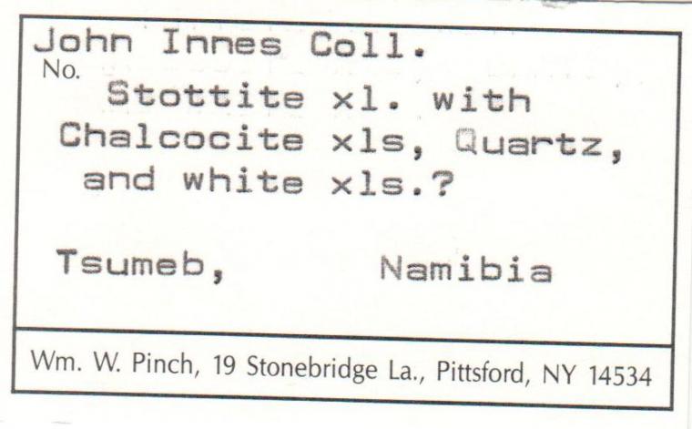 STOTTITE (type locality) with CHALCOCITE and LUDLOCKITE (type locality)