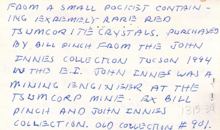 TSUMCORITE (type locality) with JAMESITE (type locality)