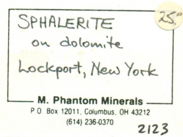 SPHALERITE on DOLOMITE