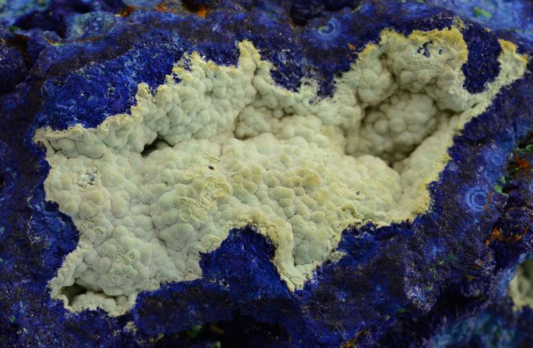 AZURITE with CHALCOALUMITE and MALACHITE