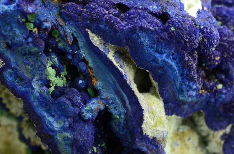 AZURITE with CHALCOALUMITE and MALACHITE