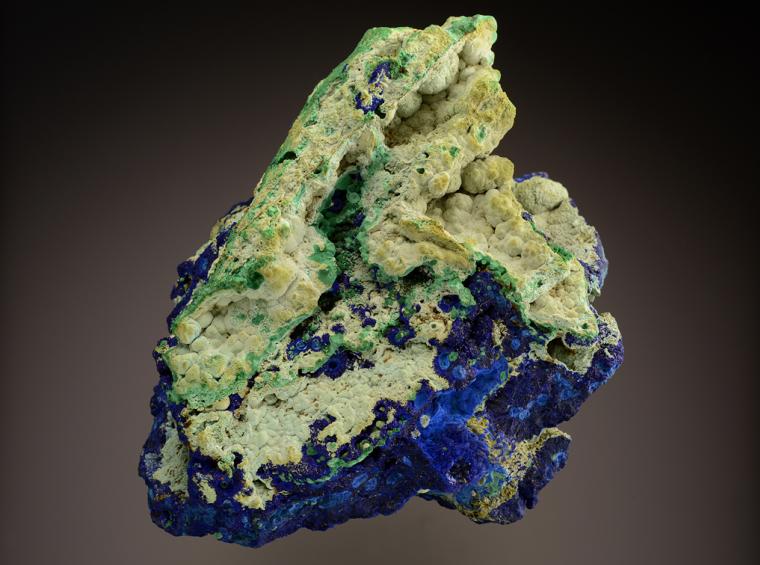 AZURITE with CHALCOALUMITE and MALACHITE