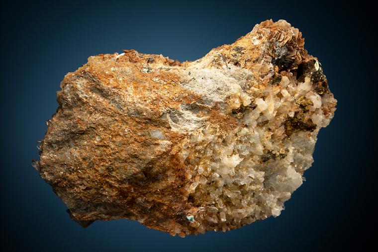 SIDERITE with CHALCOPYRITE on QUARTZ