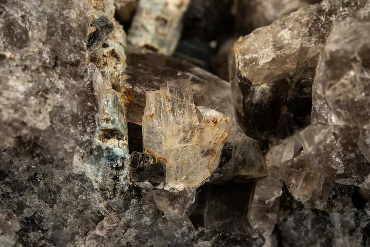 BERTRANDITE with BERYL var. Aquamarine and QUARTZ var. Smoky