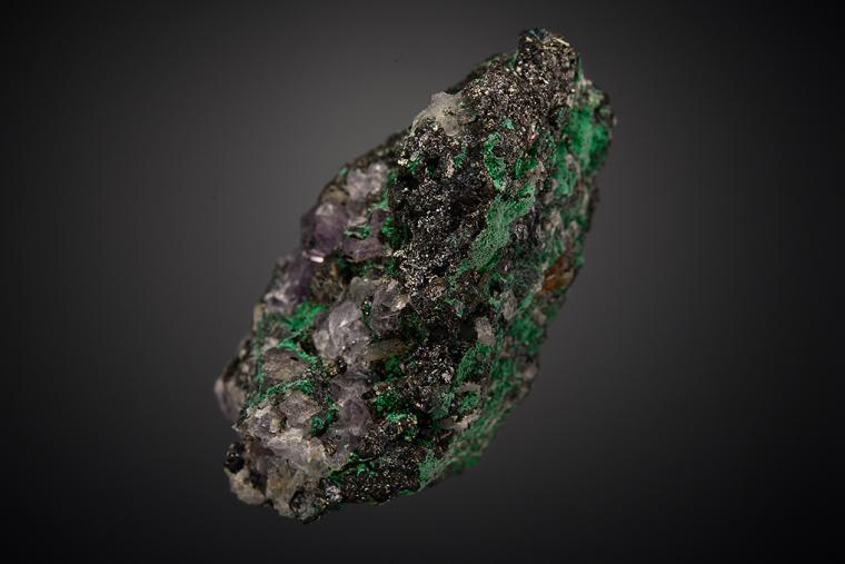 MALACHITE and FLUORITE on TETRAHEDRITE