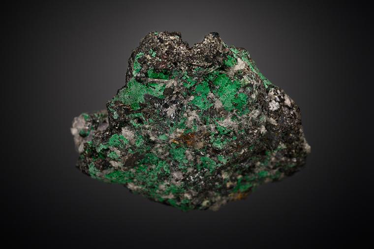 MALACHITE and FLUORITE on TETRAHEDRITE
