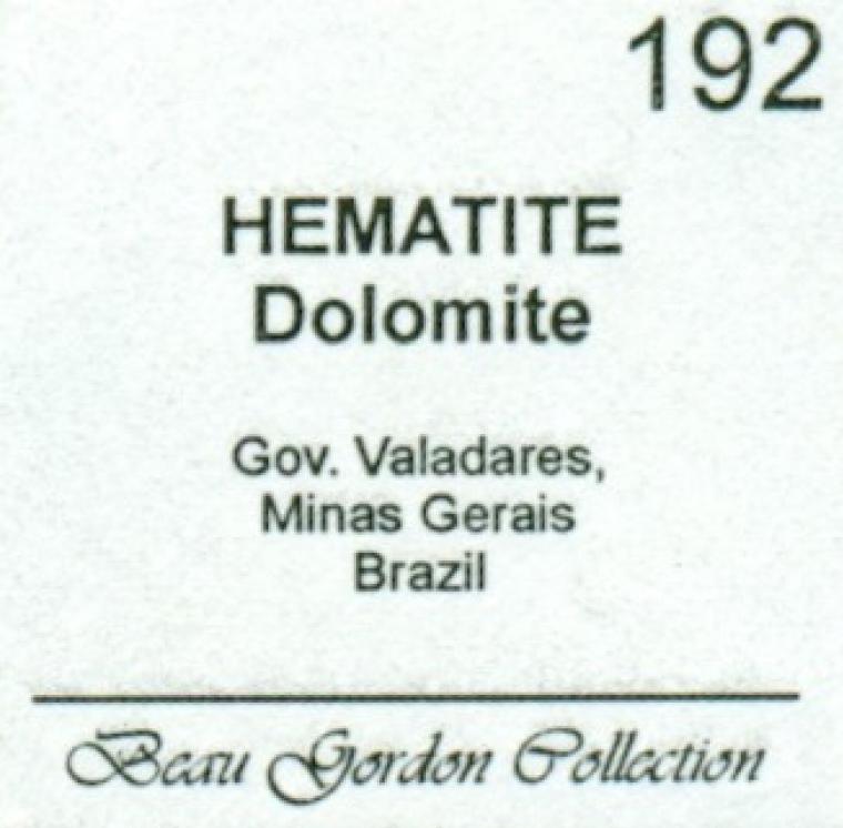 HEMATITE on DOLOMITE