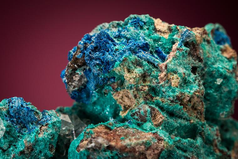 AJOITE with SHATTUCKITE and CALCITE