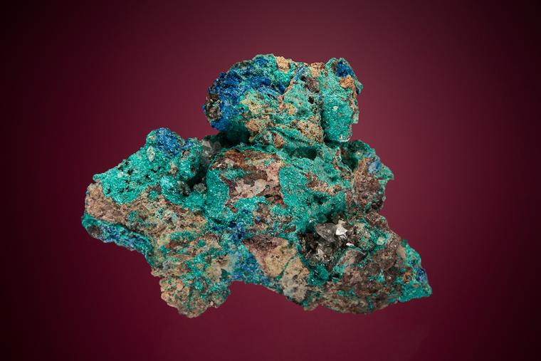 AJOITE with SHATTUCKITE and CALCITE
