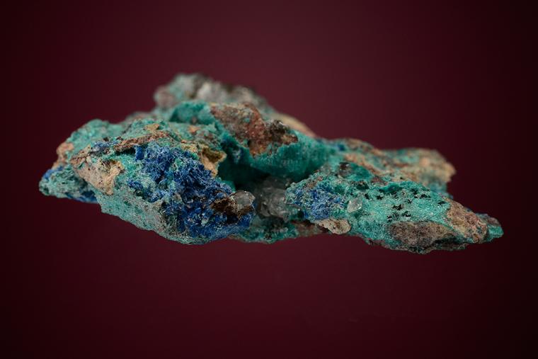 AJOITE with SHATTUCKITE and CALCITE