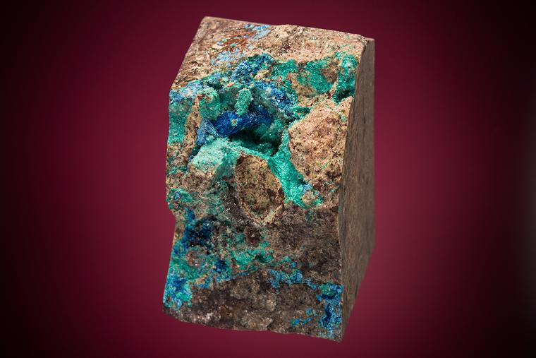 AJOITE with SHATTUCKITE and CALCITE