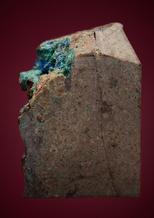 AJOITE with SHATTUCKITE and CALCITE