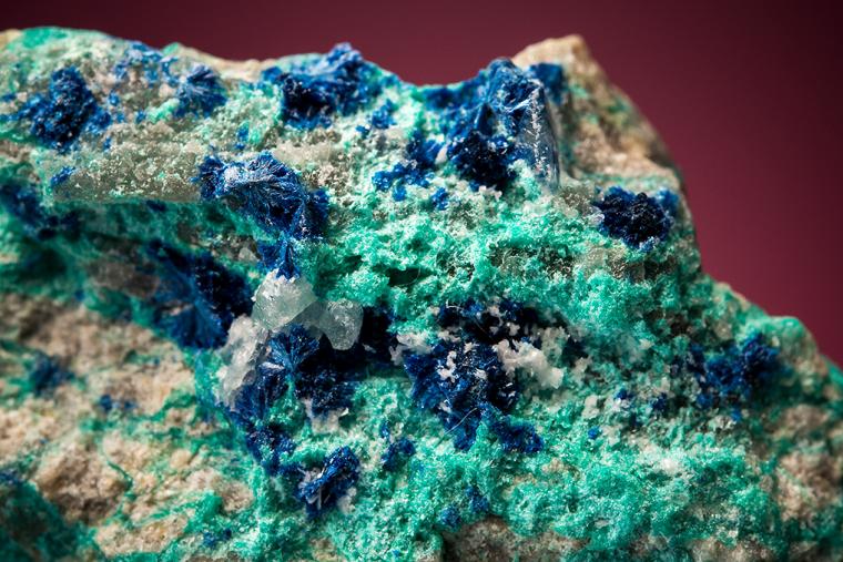 AJOITE with SHATTUCKITE, CALCITE and BARITE