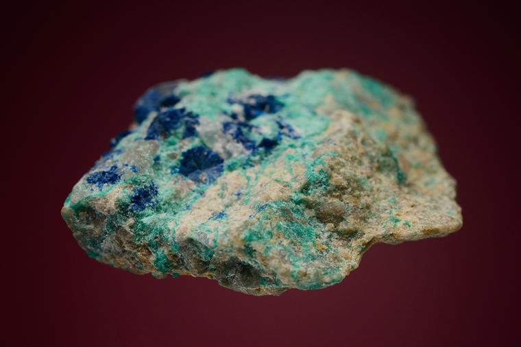 AJOITE with SHATTUCKITE, CALCITE and BARITE
