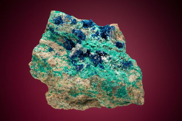 AJOITE with SHATTUCKITE, CALCITE and BARITE