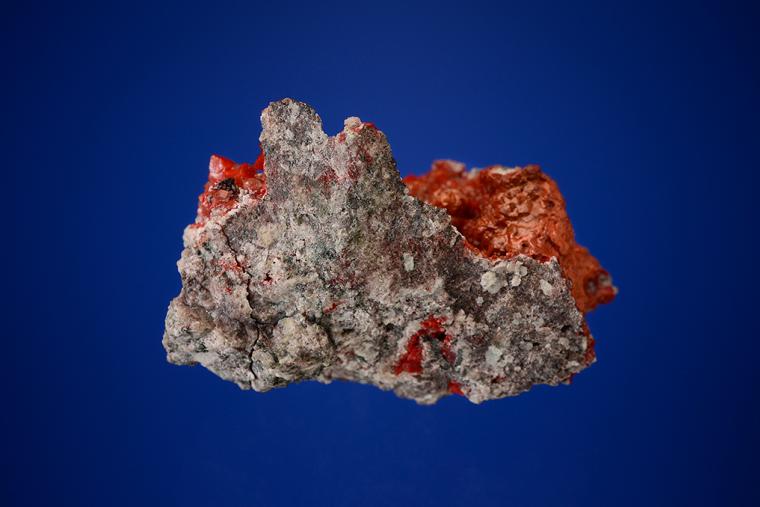 CUPRITE var. Chalcotrichite on/in CALCITE
