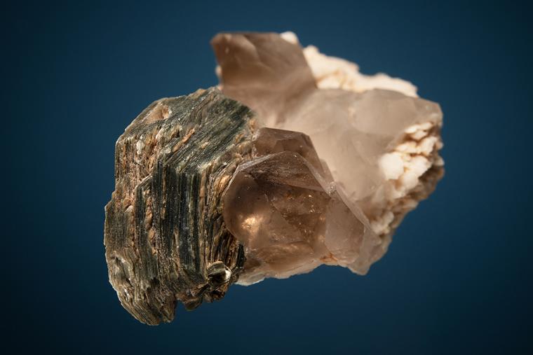 MUSCOVITE on QUARTZ var. Smoky and MICROCLINE