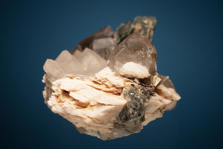 MUSCOVITE on QUARTZ var. Smoky and MICROCLINE