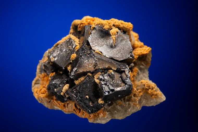GALENA with BARITE and QUARTZ after DOLOMITE on QUARTZ