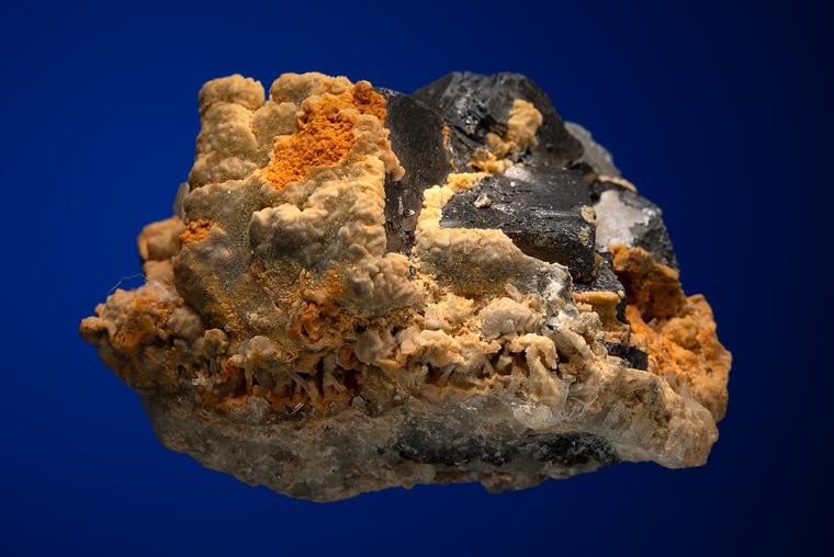 GALENA with BARITE and QUARTZ after DOLOMITE on QUARTZ