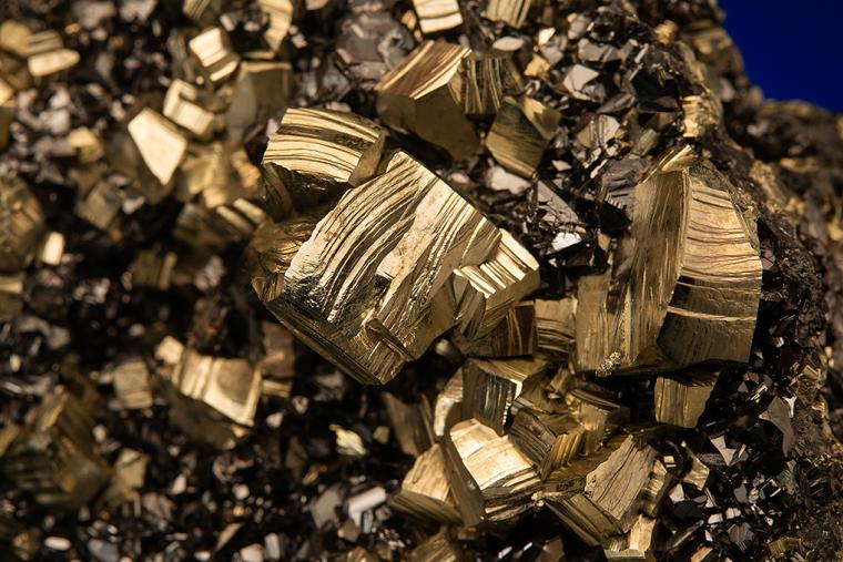 PYRITE after PYRRHOTITE on SPHALERITE